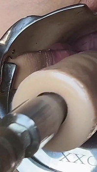 Crazywifeslut Penetrate Her Cervix Womb with Dildo on Sex Machine
