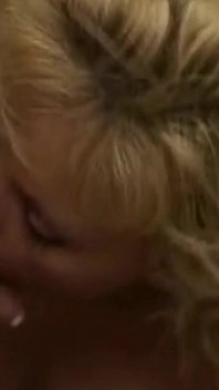 Deepthroat Blonde Slut Gagging with Bulging Throat Overflow