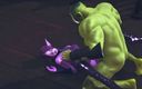 Waifu club 3D: Elf gets pussy creampie from big orc