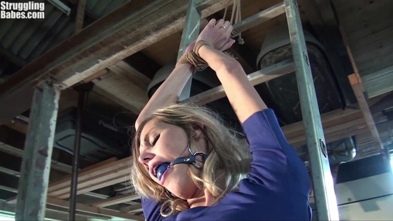 Submissed: Irena Tied to Ladder Ballgagged Titgrabbed
