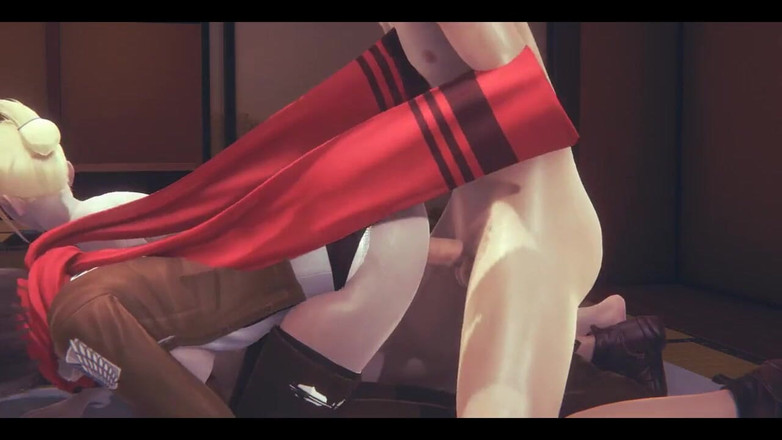 HentaiTubes: Kathyki no kyojin hentai - annie leonhart mikasa ile üçlü seks yapıyor -...