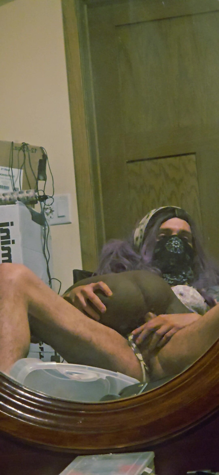 Natalie Slax: Purple-haired Sissy Slut in Lace - Tgirl Creampie &amp; Cum Play