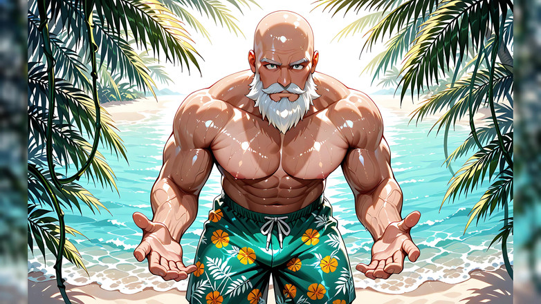 Erotic Man: Pria tua botak yang tampan bertelanjang dada