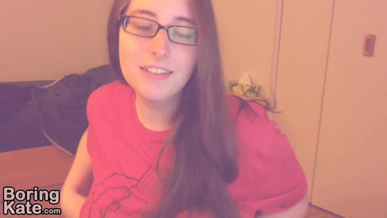 Boring Kate: Transgender Kate plays with her big tits