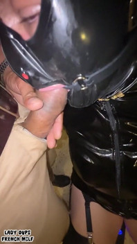 Ring Gag Latex Vibrator and Blowjob