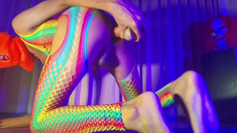 Mango49x: Orange Balaclava Mask Sissy Trans Dyed Pubic Hair Fuck Myself...