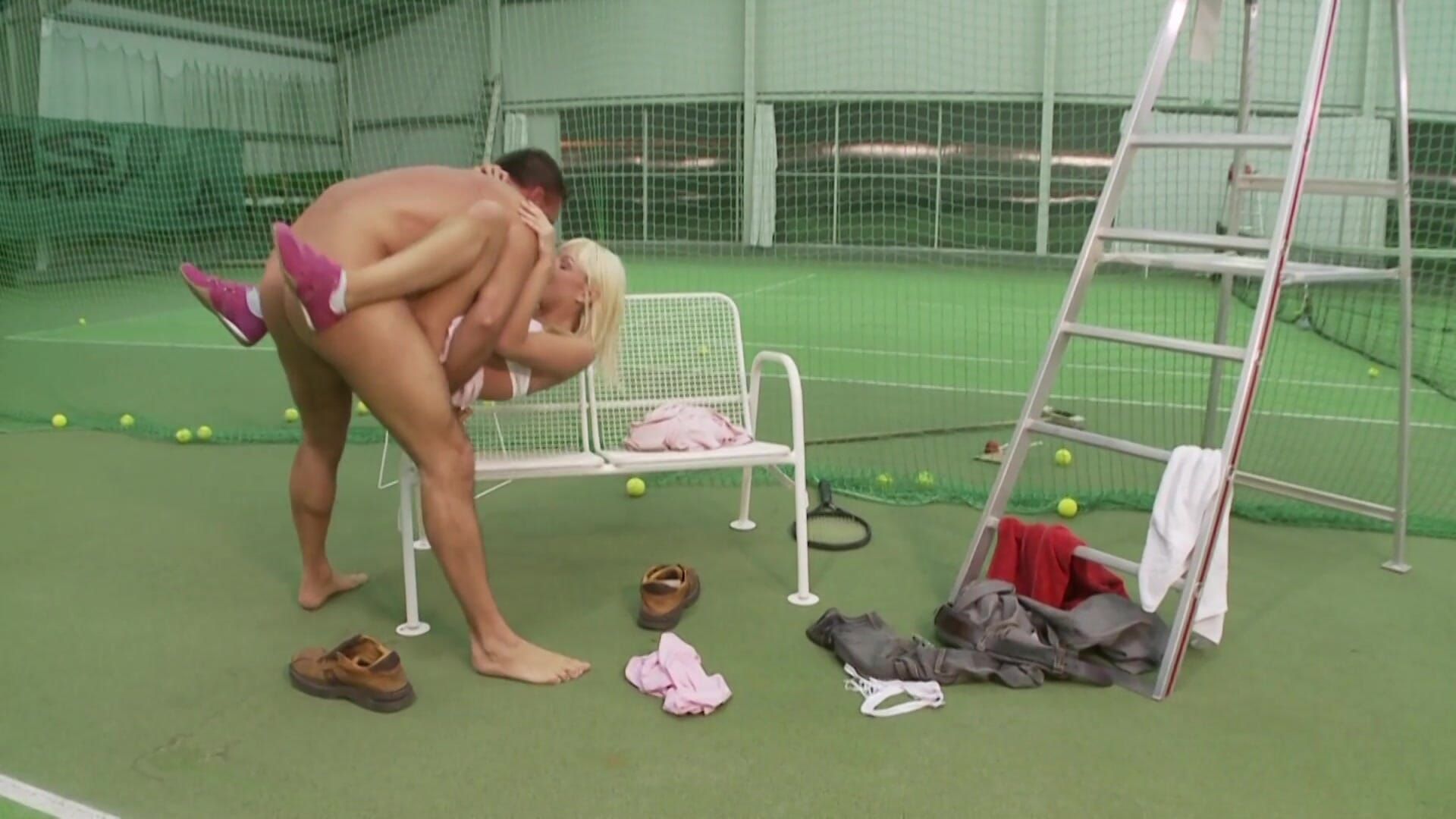 CUTE CHICKS. Pretty horny blonde getting her ass fucked on the tennis court by her coach--SEXUAL SIN