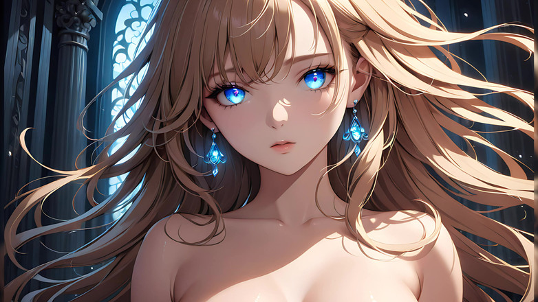 LustRender: Soft Starlight - uma bela jovem com olhos brilhantes em estilo...