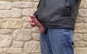 Rockard daddy: Outdoor masturbating and cumming wearing leather jacket and jeans