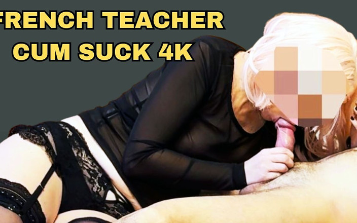 Miss Creamy: Step Sister French Teacher Blonde Wig Stockings Sloppy Blowjob Deepthroat...