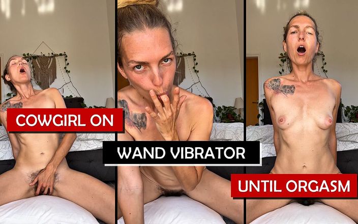 Amelie Lei: Vaquera montando mi vibrador de varita hasta el orgasmo!