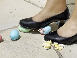 Tights free: Crushing easter eggs in my heels and pantyhose