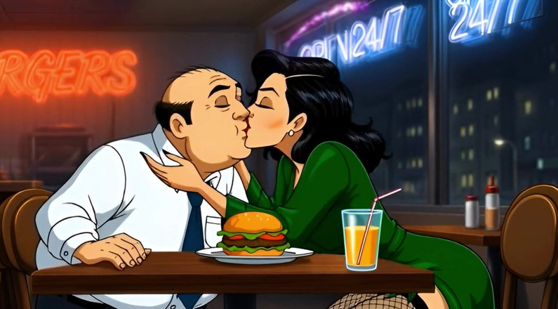 Octopussy Lovers Club: Děvka manželka šuká na špinavé veřejné toaletě. Karikatura