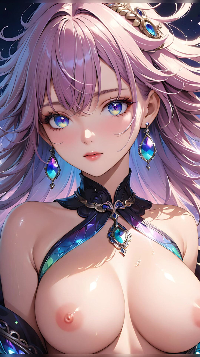 LustRender: 夢の反射: 虹色の目をした美しい若い女性