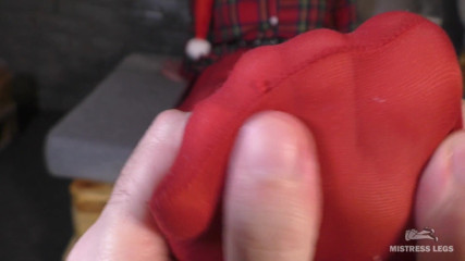 Mistress Legs: POV foot rubs and worship of feet in red pantyhose...
