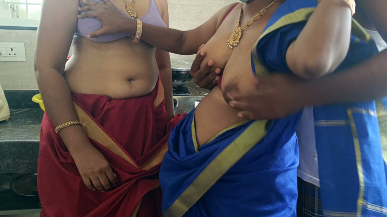 Palani69: 継姉妹たちがキッチンで熱くセックスしている