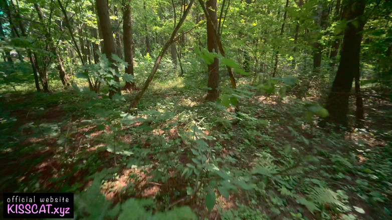 KissCat: Sexy teen training in a forest with sucking and rides...