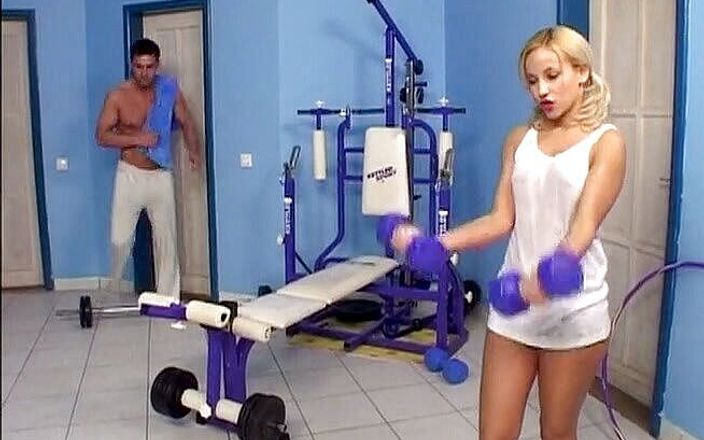 Teens Get it Hard: Blonde teen fucked and facialized in the weight room