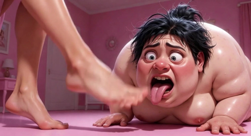 Anime Hentai: Gruba brzydka kobieta zdegradowana - polizaj piękną dziewczynę