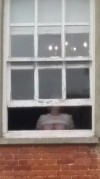 Tits in Hotel Window Very Public Julie Cunningham Flashing Huge Natural 38F Tits