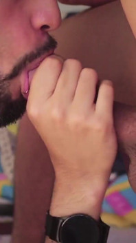 POV Facial Hot Latino Camilo Brown Passionately Sucking a Big Uncut Cock Until He Gets His Face Covered in Cum