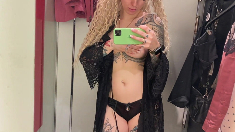 Barbietatoo1: Trying on new outfits in the store