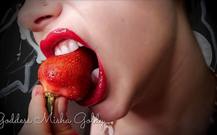 Goddess Misha Goldy: Seducción de labios! Adoración, paja y semen! JOI
