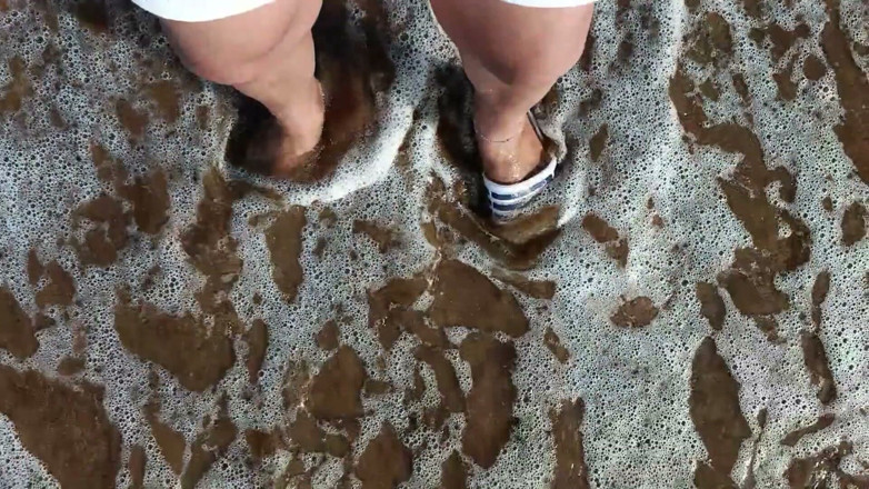 Idmir Sugary: Feet and the Sea Extra Slowmotion - One Foot Barefoot and...