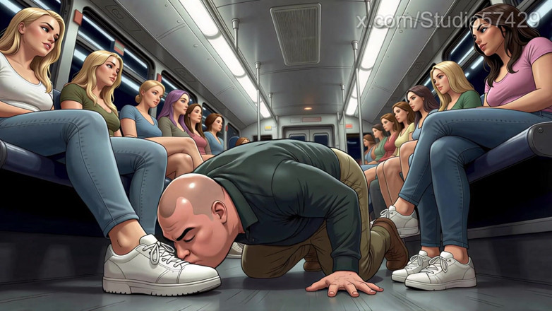 Studio 57429: Shoe Pervert Licks Women's Shoes on a Crowded Bus