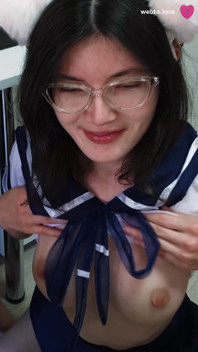 The Cat Girl Came Back for Another Load of Cum and Started Sucking His Cock Passionately Until She Got the Cum on Her Hands