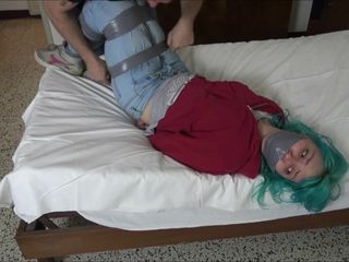 Selfgags classic: Italian College Girl: Tape Bound, Panty Gagged and Carried Over...