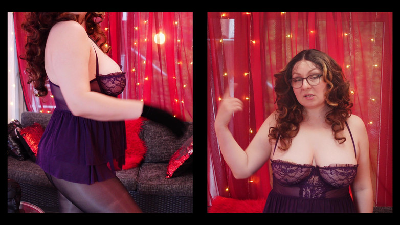 Arya Grander: See-through Magic - Curves in Motion - Pakaian Mini Purple Mesh