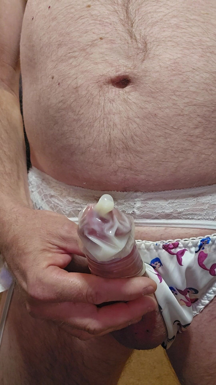 Fantasies in Lingerie: Condom Cumshot in Satin