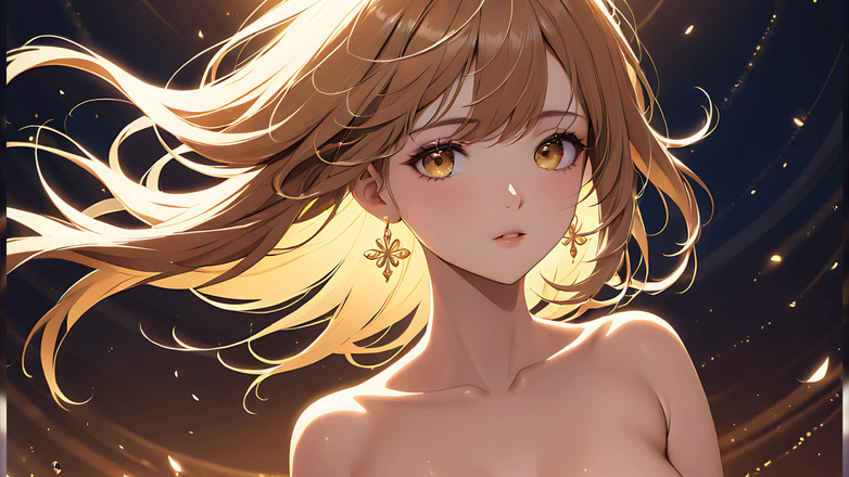 LustRender: Golden Breeze: uma linda jovem em um brilho sonhador