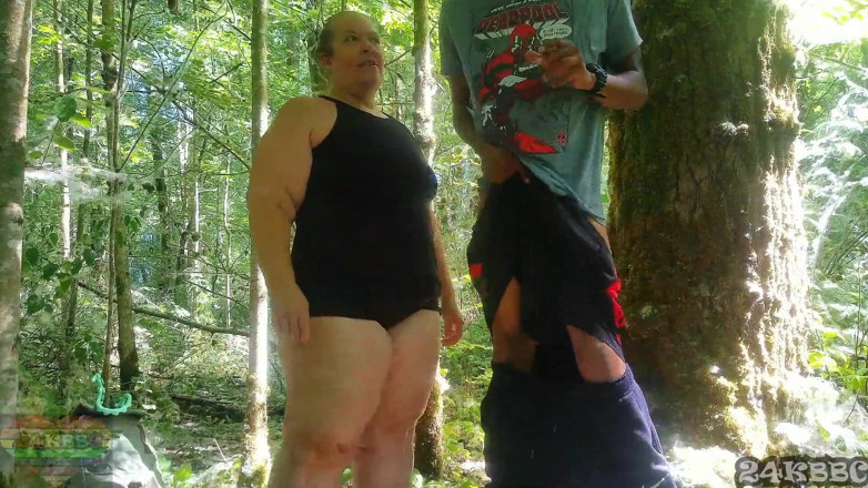 24KBBC: BBW neighbor and I have some fun in the woods