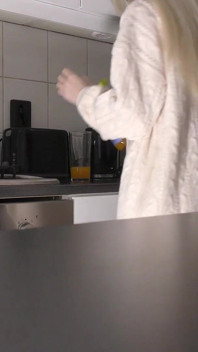 Hot Petite Sexy Girl in the Kitchen Masturbates on Christmas Day for Good Luck and Satisfaction