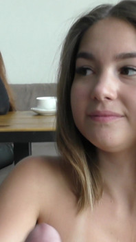 Blowjob in Café! Her Stepsister Is Waiting for Her