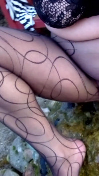 Wet play in pantyhose outside