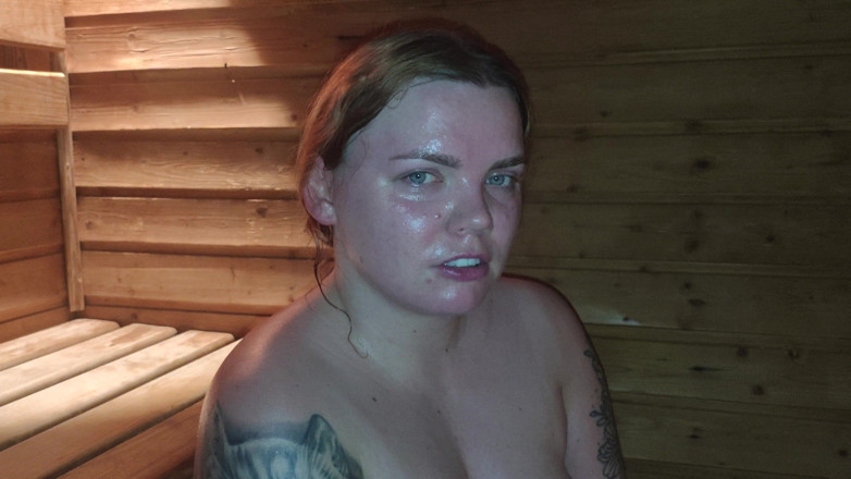 Bastet: Busty Girl Masturbates with a Glass Dildo in the Sauna...