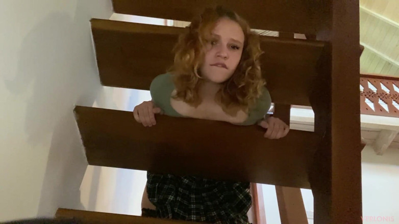 Verlonis: Stepsister stuck in the stairs without panties