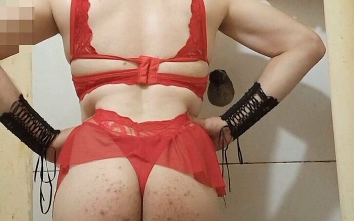 Carol videos shorts: Man in Red Sexy Lingerie