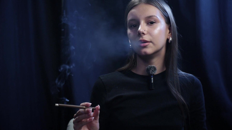 Russian Smokers: Young Girl Smoking Solo in a Calm Studio Session with...