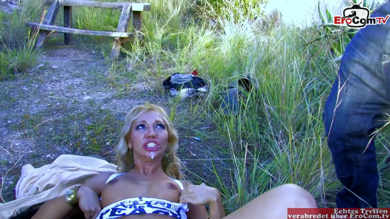 EroCom: A outcast guy fucks a skinny stranger blonde outside