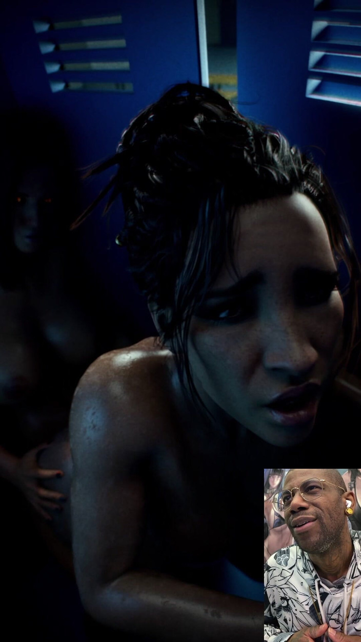 L6RD7BLU3 FUTA: Panam bekommt arsch von transgender V in einer öffentlichen umkleidekabine gefickt