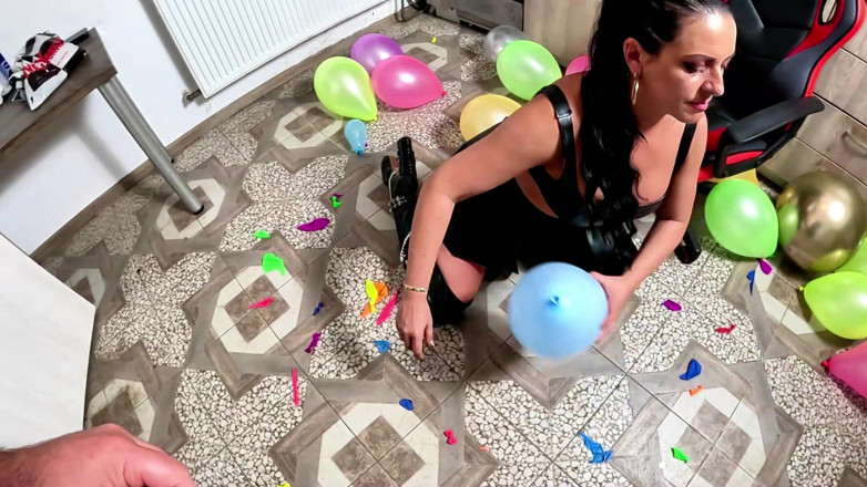 MilfyCalla: Strict Leather Balloon Punishment. 