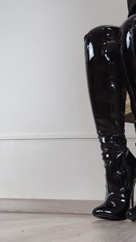 Shoeplay in Extreme High Heel Thigh High Boots and Pantyhose (shoe Collection) - Dame Olga
