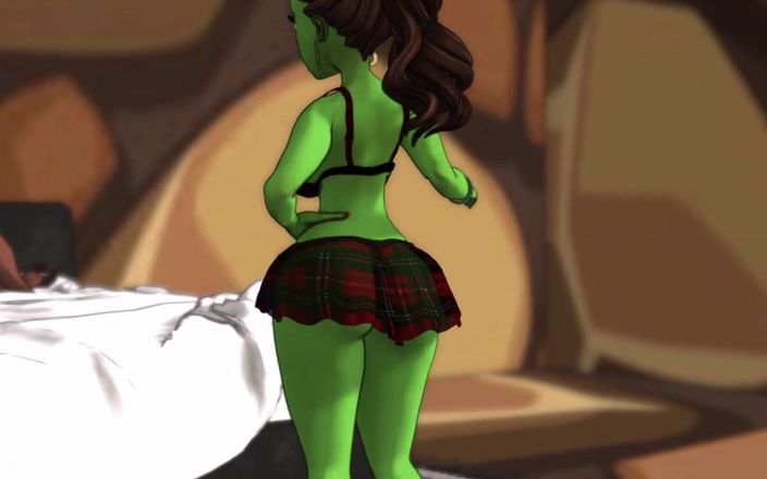 Back Alley Toonz: Зелена велика дупа інопланетянина виходить з порталу для сексу з великим чорним членом - ai powered voice overs