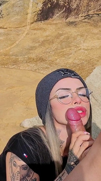 I Asked a Stranger to Film Me on the Beach, I Rewarded Him with a Very Wet Blowjob!