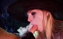 Velvet Ecstasy: 女巫烟雾：口交和面部吸烟恋物癖