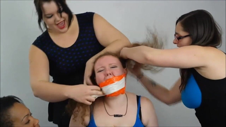 Selfgags classic: Vicious gag bullying - round 1: Layla on Kailey!